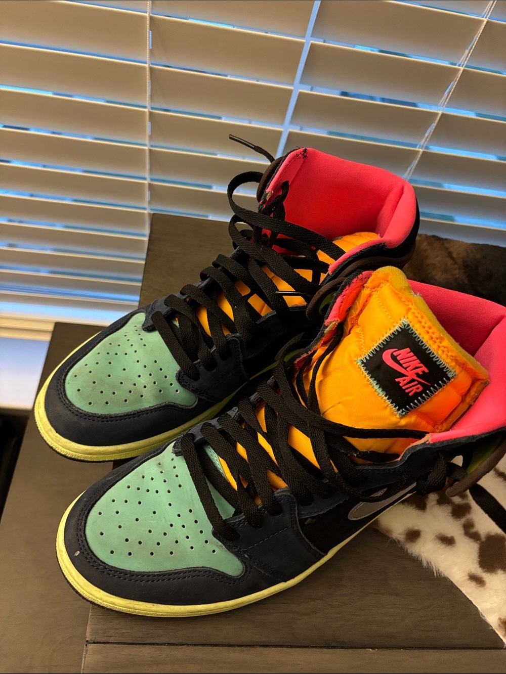 Jordan Men’s High-Top Sneakers in Mint Green, Black, Pink, Orange, Yellow